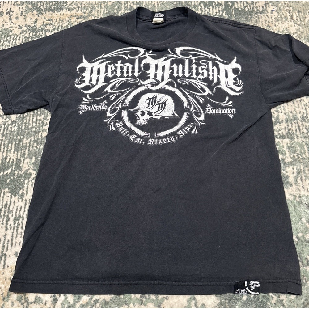 Vintage Metal Mulisha T Shirt Y2K Skull Graphic Black Moto Skater Nu Metal Tee L